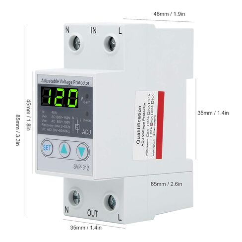 SVP-912 مرحل حماية الجهد الكهربي، جهاز حماية الجهد الكهربي القابل للتعديل 120 فولت تيار متردد، 40 أمبير مفتاح حماية إعادة الضبط التلقائي تحت الجهد، مفتاح إعادة الضبط التلقائي للاسترداد الذاتي in Saudi Arabia