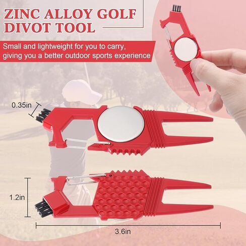 Skylety 4 Pcs 6-in-1 Golf Divot Repair Tool with Ball Marker Metal Divot Tool Ball Marker Club Holder Brush Clip Buckle Groove Cleaner Golf Accessories for Men Father Gifts in Saudi Arabia