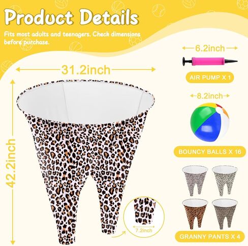 4 PCS Granny Pants Outdoor Game Granny Pant Game Set for Adults and Family Hilarious Yard Games Big Pants Ball Catch Game with 4 Giant Stretchy Pants & 12 Bouncy Balls & 1 Air Pump in Saudi Arabia