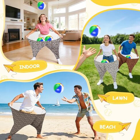 4 PCS Granny Pants Outdoor Game Granny Pant Game Set for Adults and Family Hilarious Yard Games Big Pants Ball Catch Game with 4 Giant Stretchy Pants & 12 Bouncy Balls & 1 Air Pump in Saudi Arabia