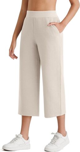 G4Free Waffle Wide Leg Cropped Yoga Pants for Women 18"/20"/22" - Capri Sweatpants Casual Travel in Saudi Arabia