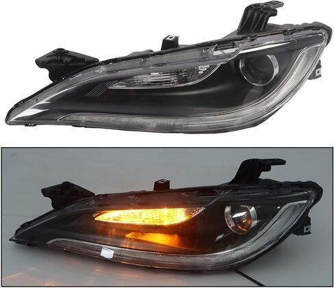 Pair Halogen DRL Headlight Assembly Compatible with 2015-2017 200 Front Driver Passenger Side Projector Headlamp Chrome Trim CH2502292 CH2503292 Left and Right in Saudi Arabia
