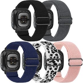 Runostrich Elastic Watch Band Compatible with Fitbit Versa 4/Fitbit Versa 3/Fitbit Sense 2/Fitbit Sense, Soft Nylon Stretch Adjustable Band Replacement Accessories Wristband