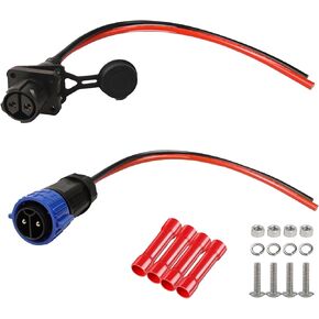 Trolling Motor Plug,12/24/36/48 Volt 8 Gauge 2-Wire Receptacle Set Quick Connect Trolling Motor Socket,Ideal for Kayaks and Marine Boats