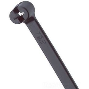 Thomas & Betts Ty-Rap TY523MX Cable Tie with Stainless Steel Locking Device, 4", 18 lb, Nylon, 6.6 Weather Resistant, Black (Pack of 100)
