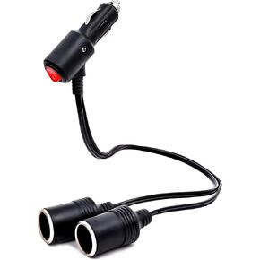 YANTU 12V/24V Dual Car Cigarette Lighter Splitter Adapter - 20-inch UL Certified Wire, 10A Fuse, 2-Way Y Adapter with Dual Charger Ports - Extends DC Power Supply with Plug Socket.