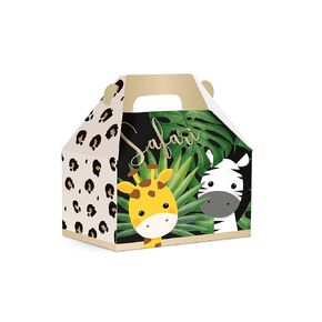 Safari Favor Boxes 8 pcs, Jungle Goodie for Kids Birthday Party Favors Supplies and Animal Forest, Zoo Baby Shower themed, Wild one Decoration