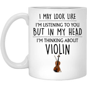 Violin Gift, Violin Mug, Funny Violin Gifts For Her, Women, Students, Teachers, Gift For Violinist, Violin Player, Playing My Violin Mug 11oz