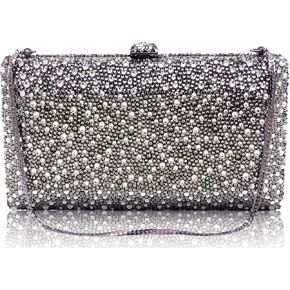 Luxury Crystal Evening Bag for Women Wedding Rhinestone Cocktail Party Clutch Purses AB Stone Prom Metal Box Handbag…