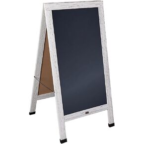 مجموعة لافتات السبورة المغناطيسية من Flash Furniture Canterbury - إطار خشبي أبيض - 48 بوصة × 24 بوصة - داخلي/خارجي - تتضمن 8 أقلام طباشير و10 استنسل و2 مغناطيس