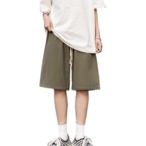 Linsennia Shorts for Women High Waisted Bermuda Cargo Shorts Knee Length Summer Wide Leg Long Shorts Loose Drawstring Casual