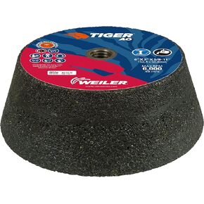 Weiler 68360 Tiger AO Type 11 Flaring Cup Wheel, AC16-Q, 6/4-3/4 x 2 x 5/8-11, Rim 1.5", Back 3/4", (Pack of 5) in Kuwait