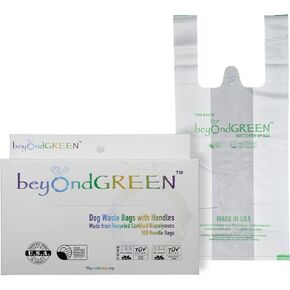 Plant-Based Dog Poop Waste Bags with Handles - 100 Bags - 8" x 16"