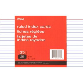Mead Ruled Index Cards, 5 X 8 Inches (63580), White, 25 EA