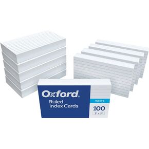 Oxford Ruled Index Cards, 3" x 5", White, 1,000 Cards, 10 Packs of 100 (98833)