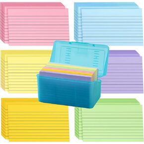 700 ورقة بطاقات فهرسة ملونة مع 2 حامل بطاقات فهرسة، بطاقات فهرسة مسطرة 3 × 5، بطاقات دراسة للتعلم المدرسي واللوازم المكتبية، 6 ألوان in Kuwait