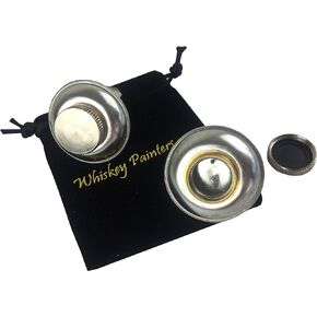 Travel Artist Metal Clip on Palette Cup (2 Cups) Stainless Steel, Airtight Lid with Small Opening Reduce Spills, Plus 2 Free Refillable Water Brushes, Made in Italy, We are a 100% USA Based Company!