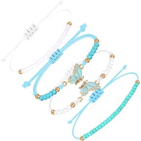 MJartoria BFF Bracelets for 2-Butterfly Matching Bracelets Set of 4 Adjustable Strand Best Friends Bracelet Friendship Bracelets Jewelry Gifts for Teen Girls Women Couples in Saudi Arabia