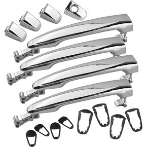 Exterior Door Handle Front/Rear Driver & Passenger Side Compatible with Toyota Camry 4Runner Highlander Avalon Tacoma Door Handle Auto Parts (4PCS, Chrome)