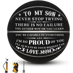 Engraved Basketball for Son, to My Son Basketball from Mom, Personalized Engraved Basketball with Warm Message to Son from Mom - I'll Always be Your Biggest Fan