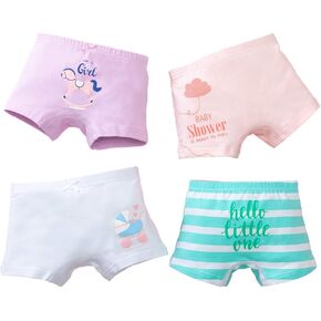 Little Girls Cotton Boy Shorts Toddler Panties Baby Princess Underwear (Pack of 4)