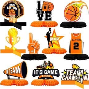 10 Pieces Basketball Birthday Decorations Basketball Table Centerpieces Basketball Party Decorations Basketball Honeycomb Centerpieces Basketball Decorations for Birthday Baby Shower Party Supplies