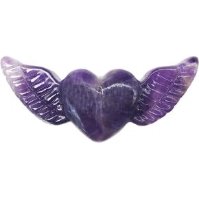 Green Fluorite Crystal Heart Stone - Heart Shaped Green Crystals for Crystal Decor - Green Crystal Heart Green Crystal Heart with Wings