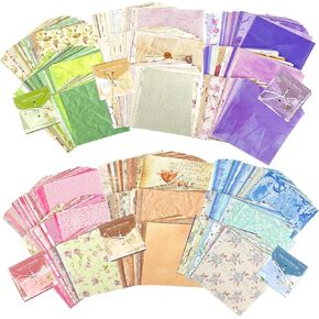 Vintage Scrapbook Paper Pack - 600 Sheets Colorful Decorative Paper Aesthetic Stationery Journaling Supplies Scrapbooking Paper for Writing Drawing Travel Journal DIY Art Craft, CB-701 (CB-801)