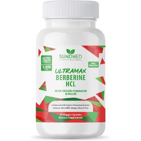 Ultramax Berberine HCL with Ceylon Cinnamon, Hydrochloride Supplement Capsules