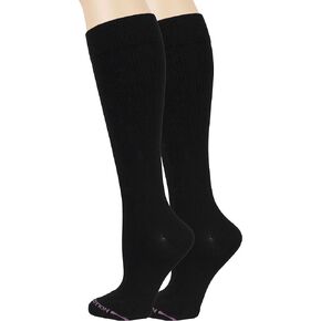 2 Pairs Dr. Motion Compression Knee-Hi Women's Socks Black Size 9-11