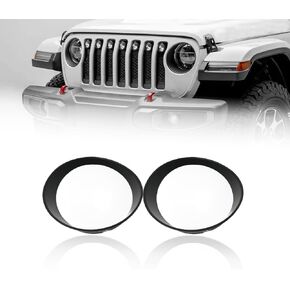 أغطية المصابيح الأمامية للسيارات متوافقة مع إطار المصباح الأمامي Jeep Wrangler JL لعام 2018+(زوج) لون أسود غير لامع in Kuwait