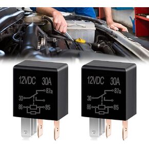 4 PCS Car 5 Pin Relay Switch 12V 30A SPST, Waterproof Stable Relay, Multi-Purpose Relay Heavy Duty Standard Relay Kit, Universal for Car Motor Replacement Accessories (Black)