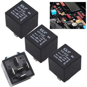 Pack-4 Automotive Relays, 5 Pin 12V Electronic Control Components, Universal Automobile Parts, for Most Cars, Trucks and Vans (Black)