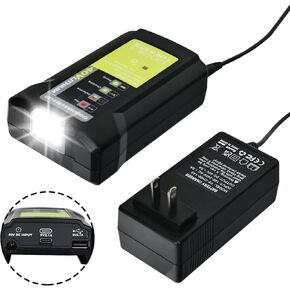 محول بديل لشاحن الأدوات الكهربائية لبطارية ليثيوم أيون RYOBI LUB40V حماية من الشحن الزائد مع 5V2.1 USB من النوع c يمكن شحن الهاتف بمدخل 40VDC وإضاءة LED 3 وات (البطارية غير متضمنة) in Kuwait