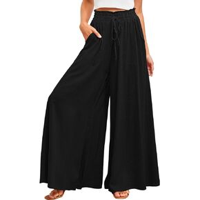 utcoco Palazzo Pants for Women Casual Loose High Waisted Wide Leg Pants with Drawstring