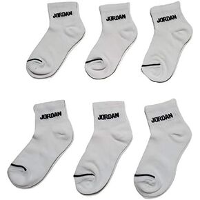 Jodan 6 Pk Kids' Quarter Sock Size 7-9 (Kids' Shoe Size 3y-5y) - White