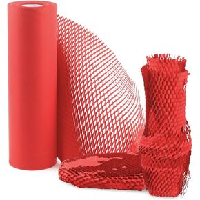 Honeycomb Packing Paper,11.5" x 164' Honeycomb Cushioning Wrap Roll Honeycomb Packing Paper Wrap,Eco-friendly Packaging Paper Kraft Paper Bubble Paper Shipping Moving Wrap Paper for Packing, Moving, Shipping (Red)