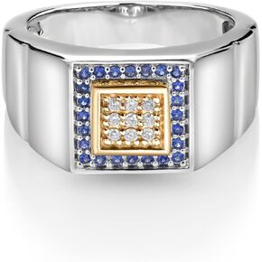 Gem Stone King Men's Ring In 10K Yellow Gold and 925 Sterling Silver 2 Tone Jewelry Gift For Men Dad | Available In Size 9, 10, 11, 12, 13