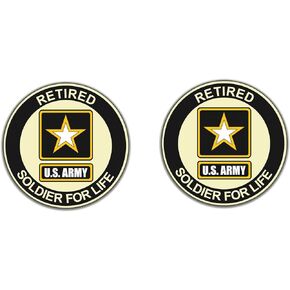 Set of 2 Sticker US Retired Soldier for Life Decal Army Military for Car Truck Window Laptop Bumper US Flag 4.0 x 5.0 in