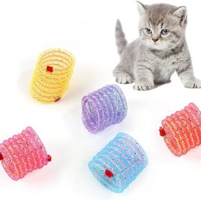 5 Pack Flexible Cat Hose Spring Toy, Colorful Interactive Cat Toy for Indoor Cats, BPA-Free Plastic Coil Spiral Springs for Kitty Pets,to Swat, Bite, Hunt (Random Color)
