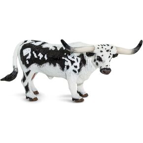 Safari Ltd. Texas Longhorn Bull Figurine - Hand-Painted, Lifelike 5.5" Model Figure - Fun Educational Farm Animal Toy for Boys, Girls & Kids Ages 3+
