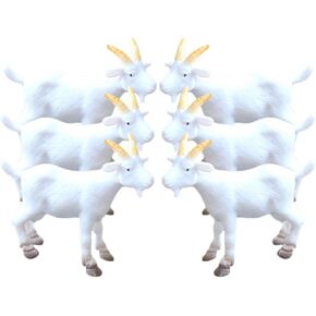 NUOBESTY Mini Goat Figurines 6pcs Plastic Realistic White Goat Animals Simulated Small Lambs Action Models Tiny Farm Sheep Figures Learning Educational Toys Cake Topper for Fairy Garden Decor