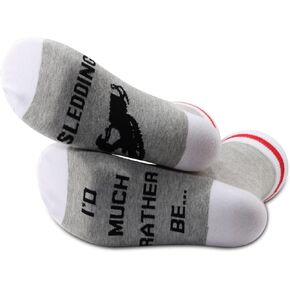 G2TUP 2 Pairs Sledding Gift Snowmobile Lover Socks Snowmobile Gift I'd Much Rather Be Sledding Socks Snowmobile Rider Gift