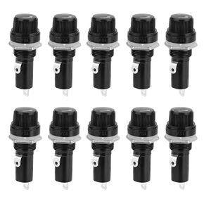 10PCS 6 x 30mm Black Panel Mounted Screw Cap Holder Flat Tube Type Fusehold Electrical Screw Cap Holder 10A 250V