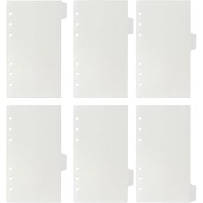 A6 Binder Dividers Plastic Clear Binder Index Dividers Insertable Index Page Dividers,6 Hole Binder Divider with Tabs 6 Tab Loose Leaf Notebook Dividers