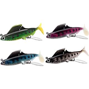 Soft Plastic Swimbaits with Rotating Leaves, Weedless Jig with Paddle Tail, Fishing Lures for Bass Crappie Walleye Pickerel Muskie Pike