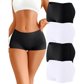 CUTE BYTE Womens Seamless Boy Shorts Underwear Soft Stretch No Show Boxer Shorts Briefs Panties for Ladies 4 Packs