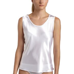 Women’s Satin Charmeuse Tailored Tanktop camisole, White, Medium