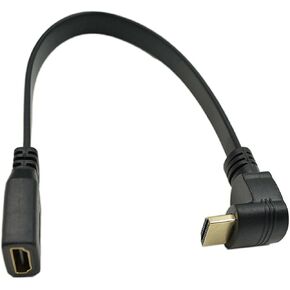 CERRXIAN 1FT Flat Slim High Speed HDMI Extension Cable A Female to 90 Degree Down Angle A Male Cord