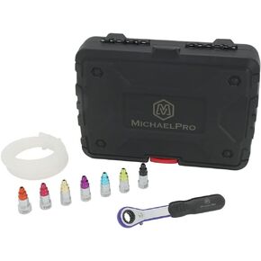 MichaelPro MP019003 Mechanic’s Brake Bleeder Wrench Set with 7mm to 12mm & 3/8-Inch 12-Point Socket, 47-Inch Length Oil Drain Hose Included